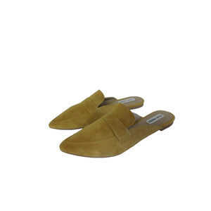 STEVE MADDEN Mustard Yellow Suede Leather 10 M Slides Flats Pointed Toe Shoes
